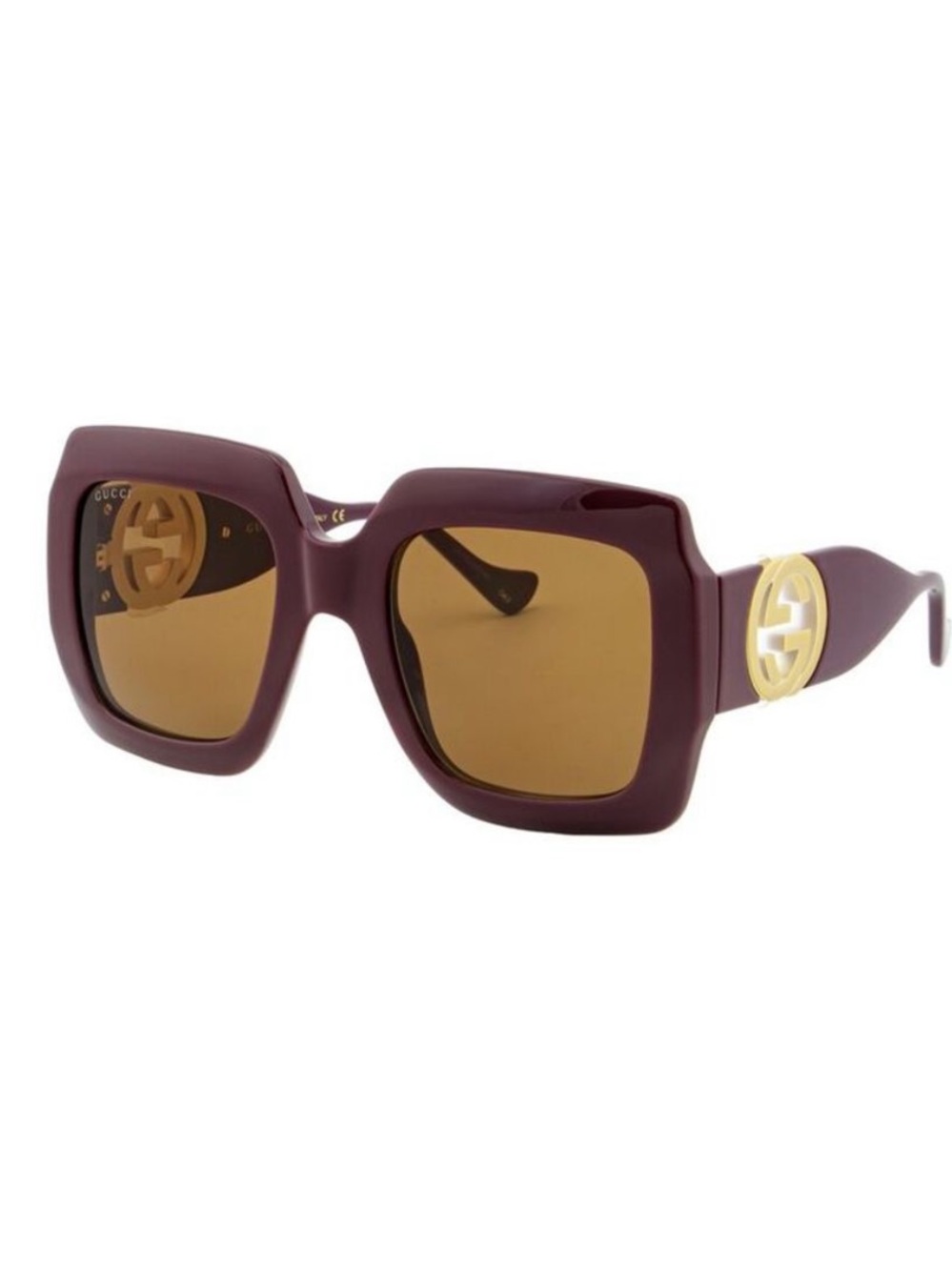 Gucci Women's Square Sunglasses in Burgundy with Brown Lenses